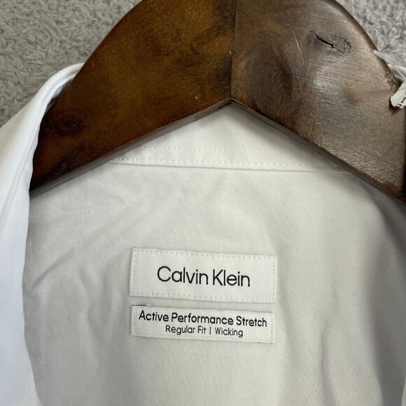 NWOT Calvin Klein Men's XL White Dress Shirt Regular Fit Button down - Picture 6 of 9